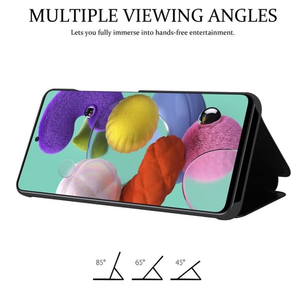 Etui for Samsung Galaxy A51 5G Deksel Clear View Mirror Beskyttelsesetui med stativfunksjon 360 graders beskyttelse