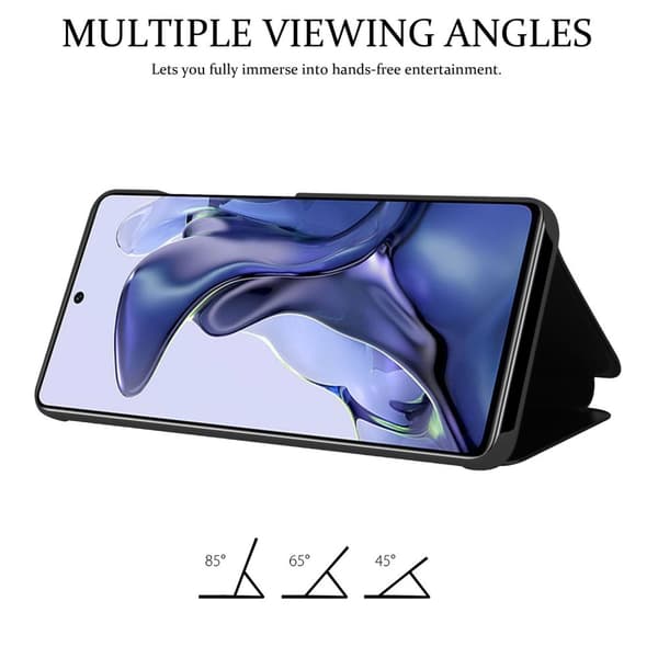 Etui for Xiaomi 11T / 11T PRO Deksel Clear View Mirror Beskyttelsesetui med stativfunksjon 360 graders beskyttelse