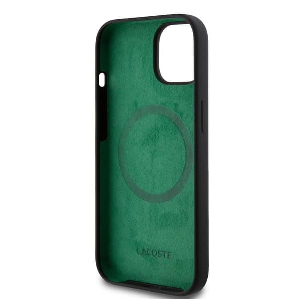 Lacoste iPhone 15 Plus Cover Croc Logo MagSafe Sort