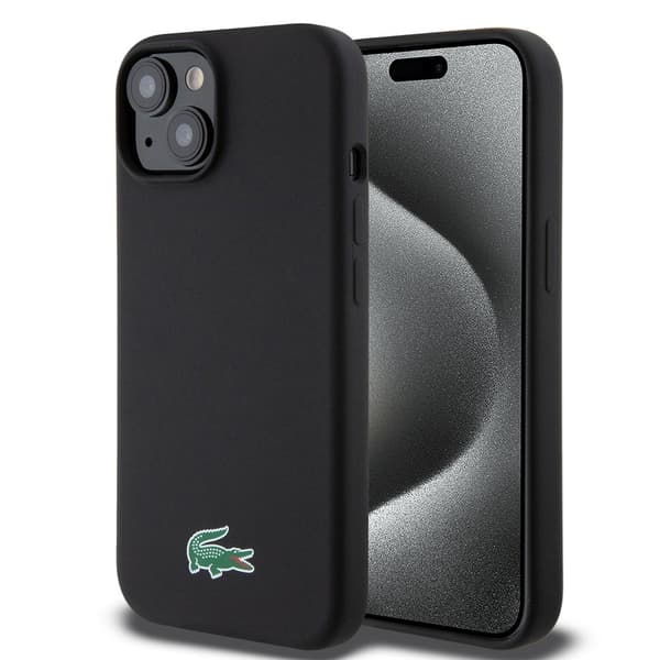 Lacoste iPhone 15 Plus Cover Croc Logo MagSafe Sort
