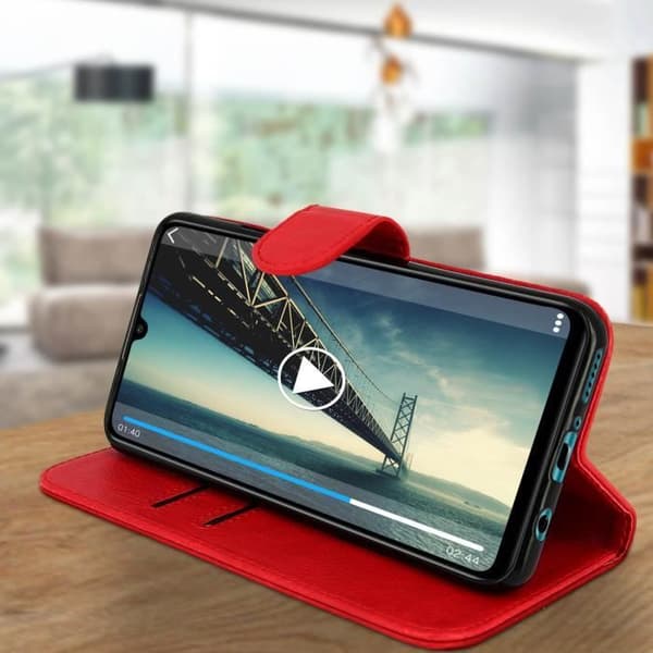 Housse - AVIZAR - Huawei P30 Lite - Fodral Folio - Röd - Videostöd - Plånbok