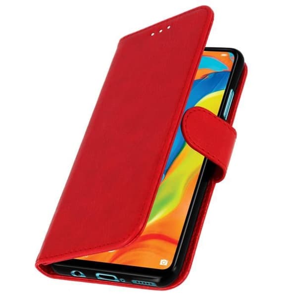 Housse - AVIZAR - Huawei P30 Lite - Fodral Folio - Röd - Videostöd - Plånbok