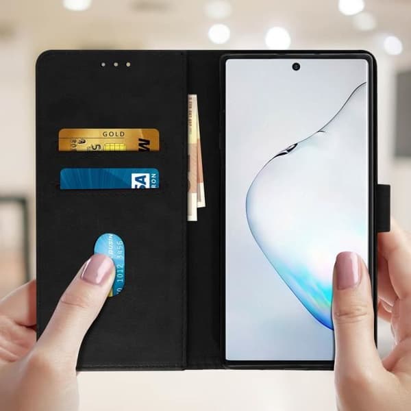 Étui - AVIZAR - Galaxy Note 10 Plus - Helhetsfodral - Kortficka - Stöd för video