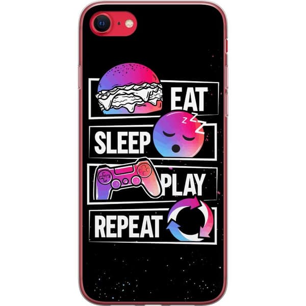 Apple iPhone SE (2022) Gennemsigtig cover Spise Sove Leg Gentag