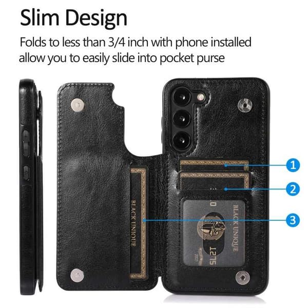 Samsung S23 FE stødsikker dækselkortholder 3-POCKET Flippr