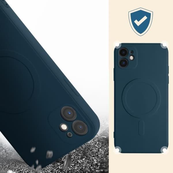 Magsafe iPhone 12 Mini Silikonfodral Interiör Soft-touch Mag Cover midnattsblå