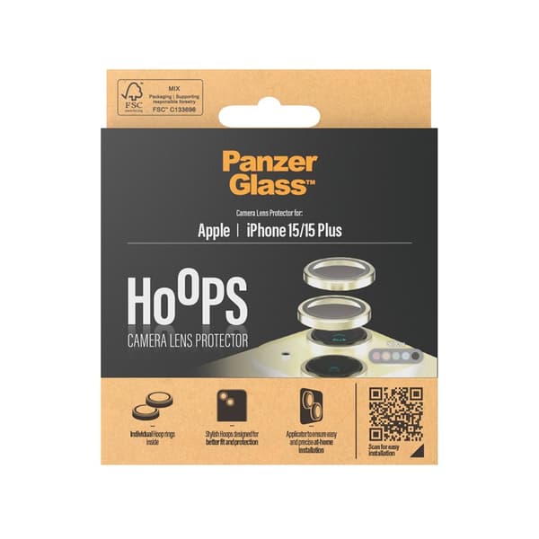PanzerGlass iPhone 15/iPhone 15 Plus Kameraskydd Hoops Gul