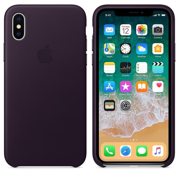 Apple läderskal till iPhone X Aubergine