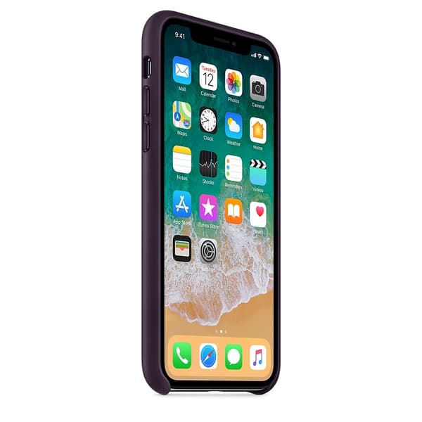 Apple läderskal till iPhone X Aubergine