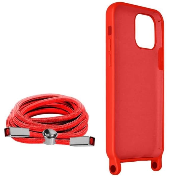 Smartphone-fodral - AVIZAR - iPhone 12 Pro Max - Semi-stivt - Nylonrem - Röd