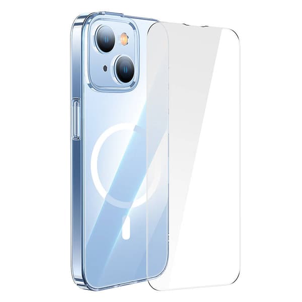 HUSA SMARTPHONE Baseus Crystal Series Magnetic Case, pentru Iphone 14 Plus, contine 1 x folie sticla display, material silicon, transparent "ARJC01000