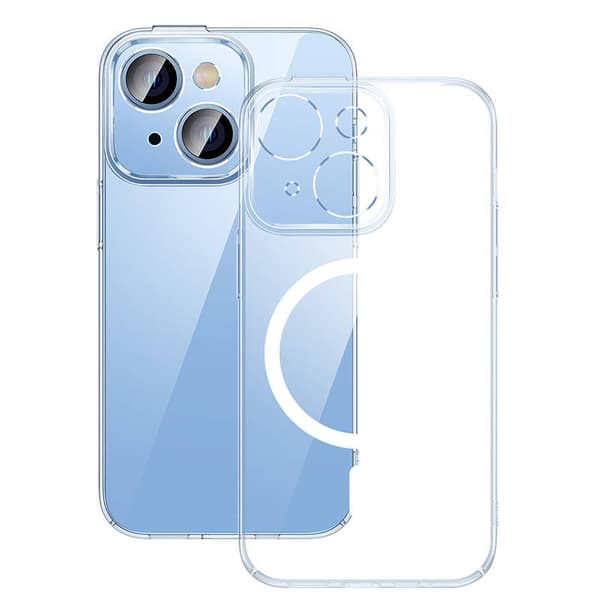 HUSA SMARTPHONE Baseus Crystal Series Magnetic Case, pentru Iphone 14 Plus, contine 1 x folie sticla display, material silicon, transparent "ARJC01000
