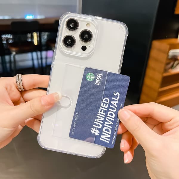Gjennomsiktig sporkort lommebok telefonveske for iPhone iPhone 15