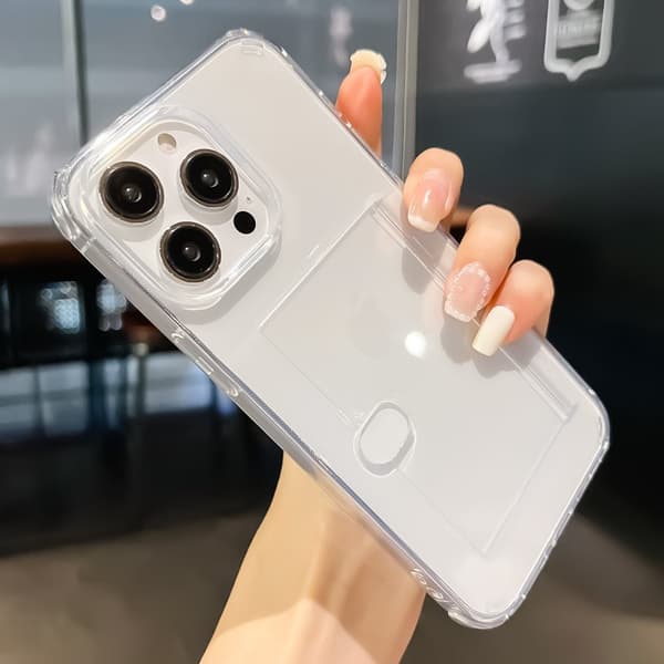 Gjennomsiktig sporkort lommebok telefonveske for iPhone iPhone 15