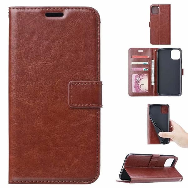 Plånboksfodral till iPhone 11 - 3 Kortfack - Pu-läder - Brun
