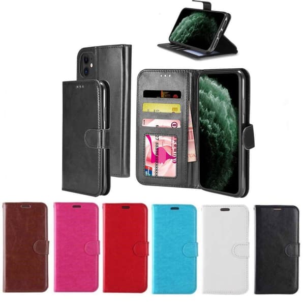 Plånboksfodral till iPhone 12/12 Pro - 3 Kortfack - 6 olika färger Svart