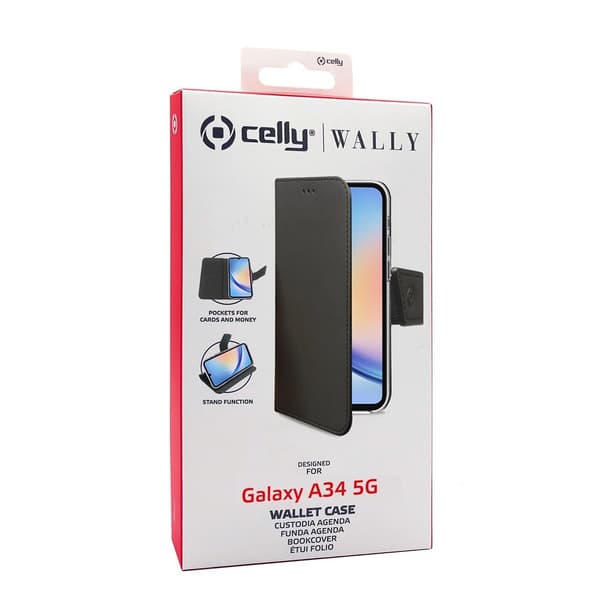Celly Samsung Galaxy A34 5G Fodral Wally Wallet Case Svart