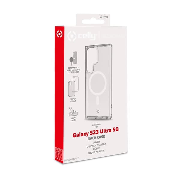 Celly Samsung Galaxy S23 Ultra Cover GELSKINMAG MagSafe Transparent