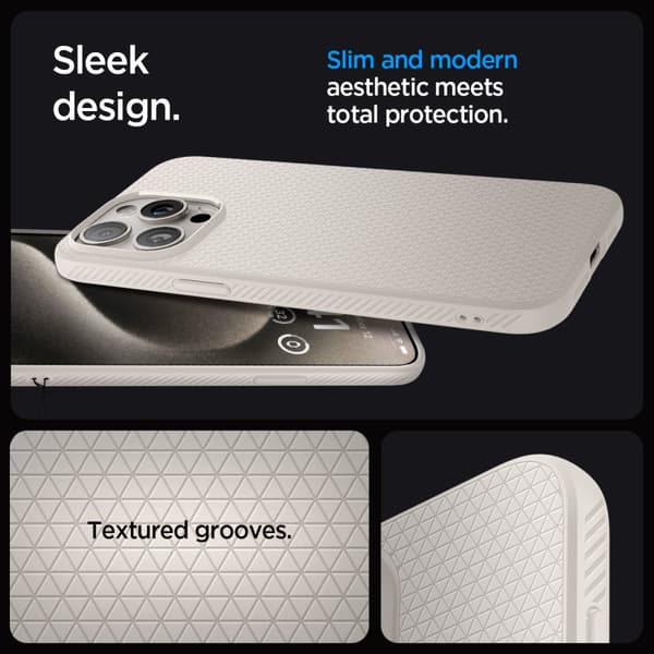 Spigen iPhone 15 Pro Max Kuori Liquid Air Natural Titanium
