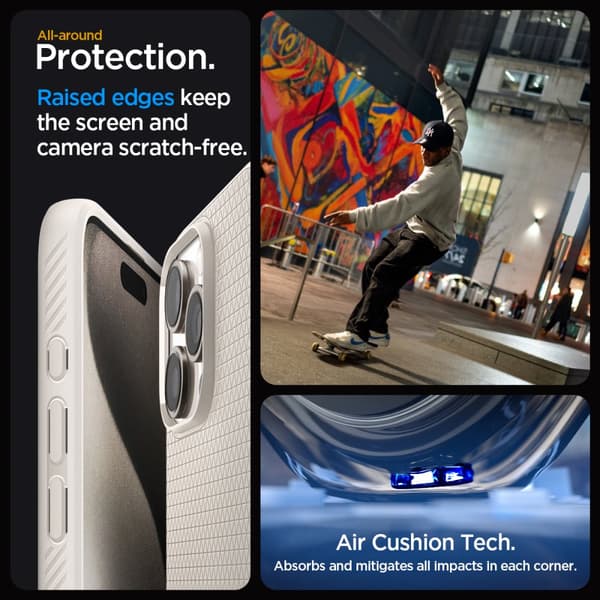 Spigen iPhone 15 Pro Max Kuori Liquid Air Natural Titanium