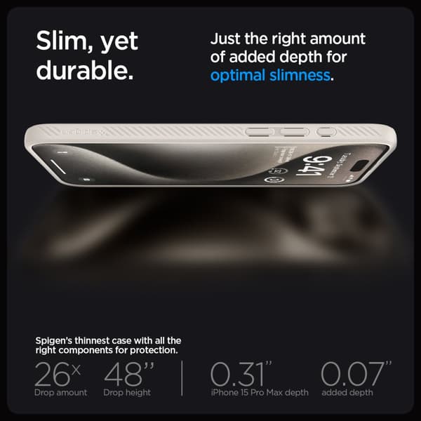 Spigen iPhone 15 Pro Max Kuori Liquid Air Natural Titanium