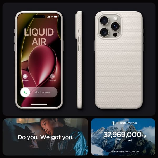 Spigen iPhone 15 Pro Max Kuori Liquid Air Natural Titanium
