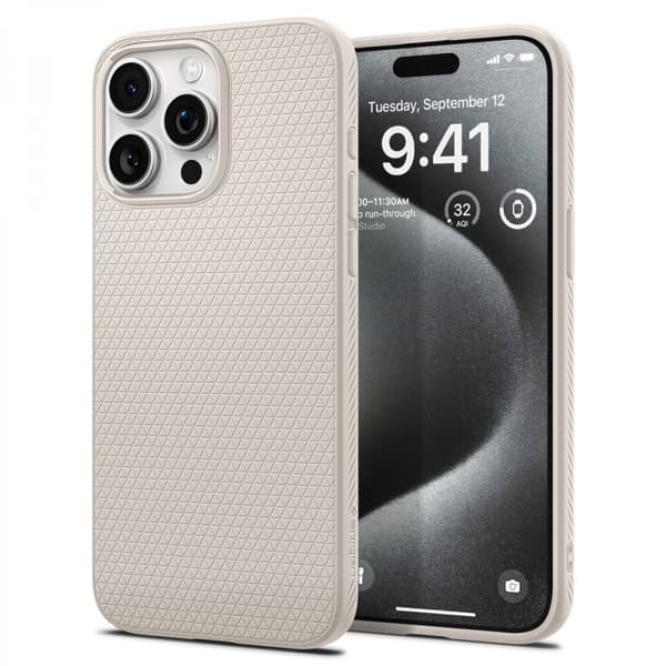 Spigen iPhone 15 Pro Max Kuori Liquid Air Natural Titanium