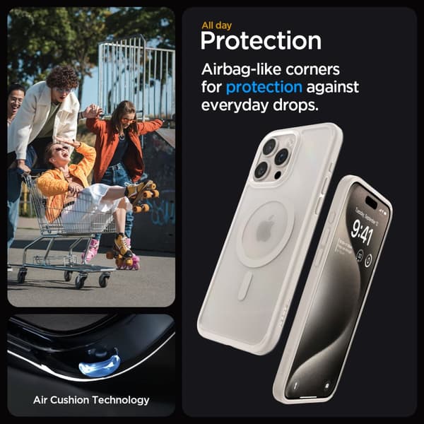 Spigen iPhone 15 Pro Cover Ultra Hybrid MagFit Frost Natural Titanium