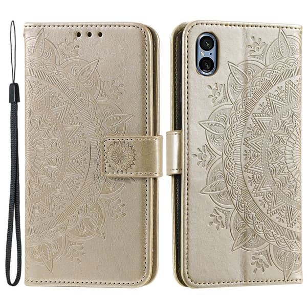 SKALO Sony Xperia 5 V Mandala lompakkokotelo - Kulta