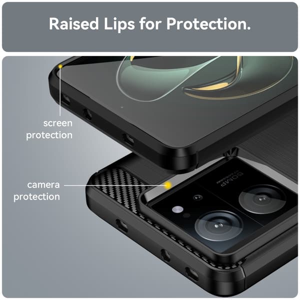 SKALO Xiaomi 13T/13T Pro Armor Carbon Iskunkestävä TPU suojakuori