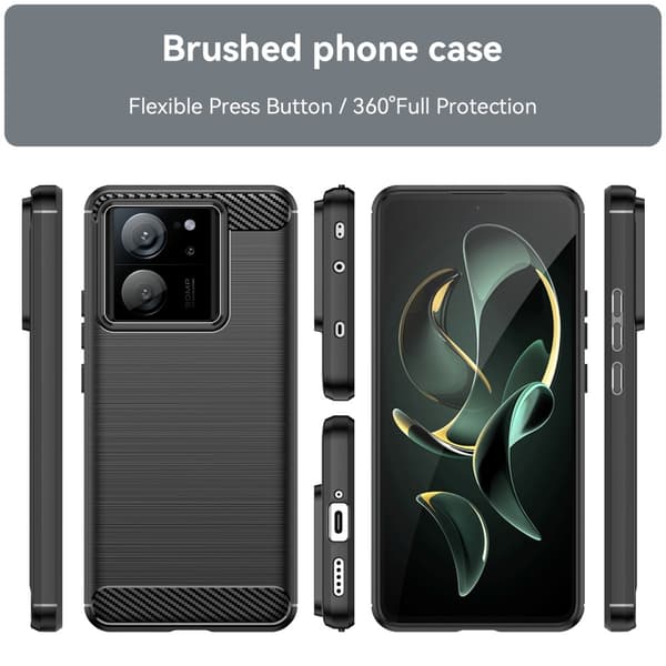 SKALO Xiaomi 13T/13T Pro Armor Carbon Iskunkestävä TPU suojakuori