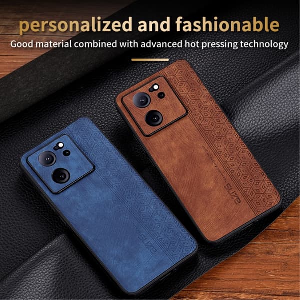 SKALO Xiaomi 13T/13T Pro AZNS PU-Läder Skal - Brun