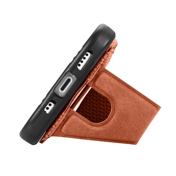 SKALO Xiaomi 13T/13T Pro Carbon Fiber Skal med Korthållare - Brun