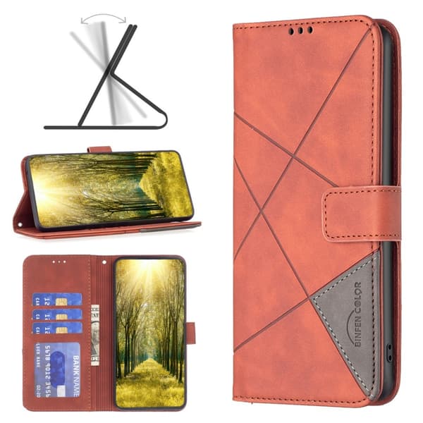Xiaomi 13T/13T Pro BINFEN COLOR Kohokuvioitu Lompakkokotelo - Ruskea