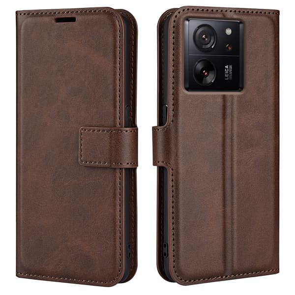 SKALO Xiaomi 13T/13T Pro Premium Wallet Lompakkokotelo - Ruskea