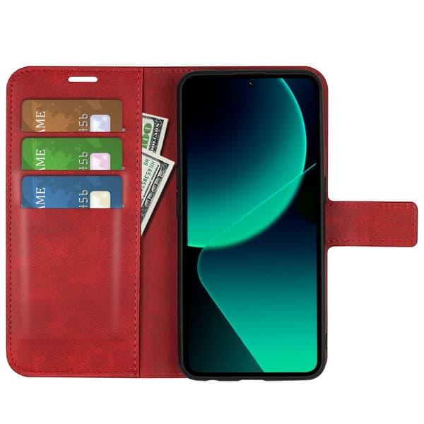 SKALO Xiaomi 13T/13T Pro Premium Wallet Lompakkokotelo - Punainen