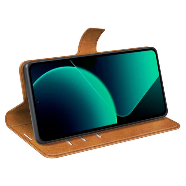 SKALO Xiaomi 13T/13T Pro Premium Wallet Lompakkokotelo - Vaaleanruskea
