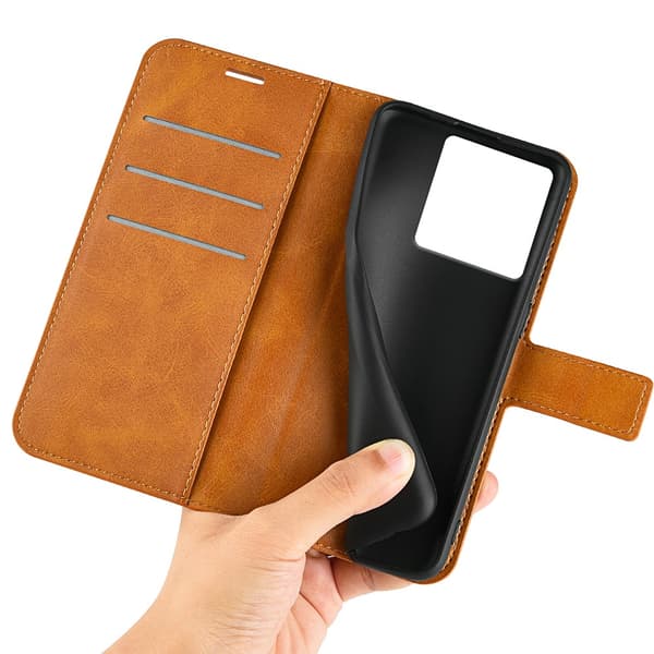 SKALO Xiaomi 13T/13T Pro Premium Wallet Lompakkokotelo - Vaaleanruskea