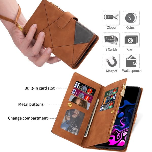 Xiaomi 13T/13T Pro BINFEN COLOR Præget Flip Cover - Brun