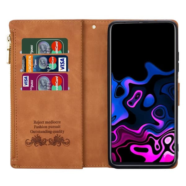 Xiaomi 13T/13T Pro BINFEN COLOR Præget Flip Cover - Brun