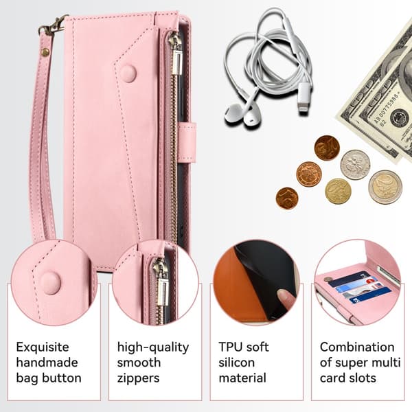 SKALO Motorola Moto G84 5G ESEBLE Big Wallet Pungetui - Rosa guld