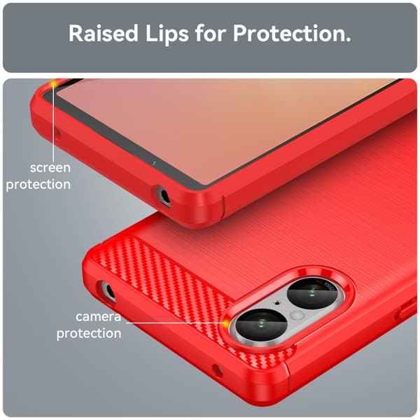 SKALO Sony Xperia 5 V Armor Carbon Iskunkestävä TPU suojakuori