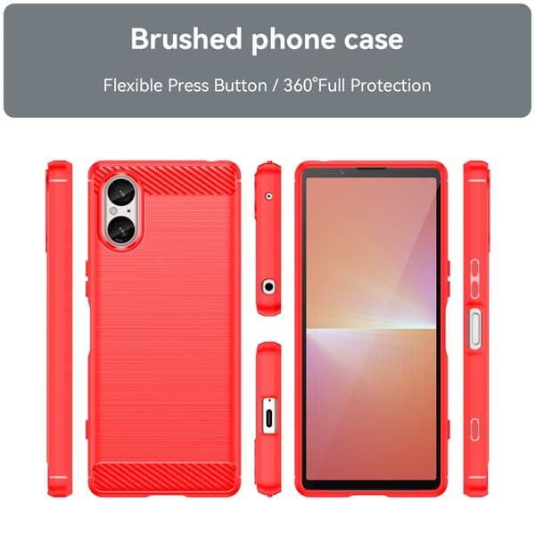 SKALO Sony Xperia 5 V Armor Carbon Iskunkestävä TPU suojakuori