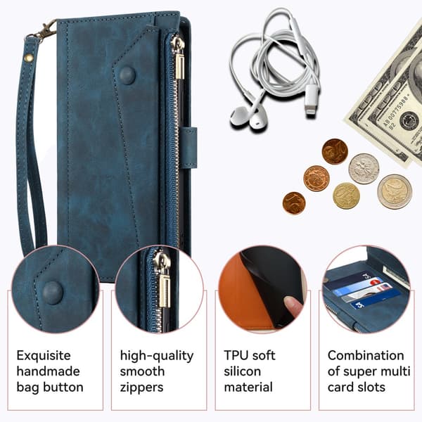 SKALO Motorola Moto G84 5G ESEBLE Big Wallet Lompakkokotelo - Sininen