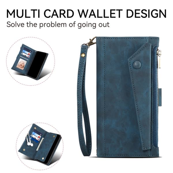 SKALO Motorola Moto G84 5G ESEBLE Big Wallet Lompakkokotelo - Sininen