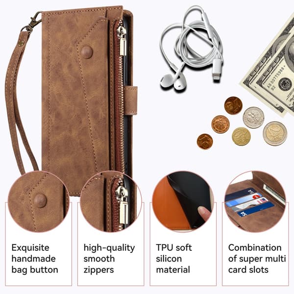 SKALO Motorola Moto G84 5G ESEBLE Big Wallet Lompakkokotelo - Ruskea