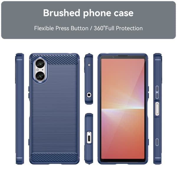 SKALO Sony Xperia 5 V Armor Carbon Iskunkestävä TPU suojakuori