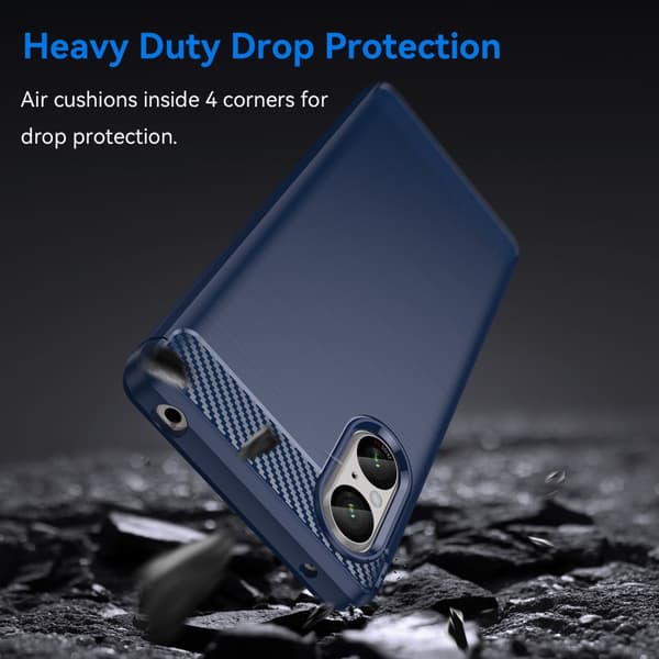 SKALO Sony Xperia 5 V Armor Carbon Iskunkestävä TPU suojakuori