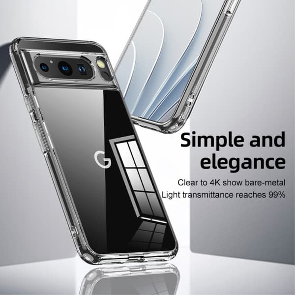 SKALO Google Pixel 8 Pro TPU Clear Hybridi Suojakuori - Läpinäkyvä