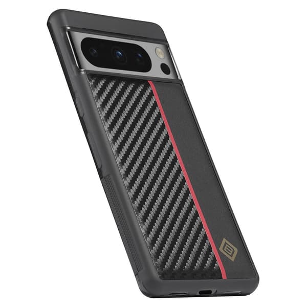 SKALO Google Pixel 8 Pro LC.IMEEKE Carbon Fiber PU-nahkakuori - Musta